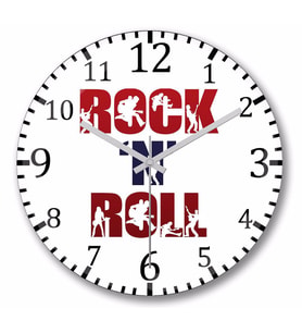 Rock N Roll Duvar Saati Bombeli Gercek Cam