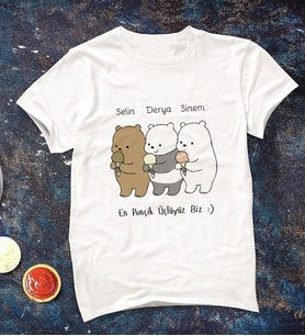 We Bare Bears 3'lü Kişiye Özel Tişört