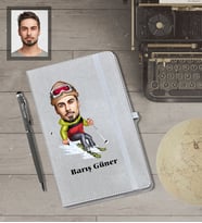 Kişiye Özel Sporcu Karikatürlü Gri Defter Kalem Hediye Seti  Bay-2