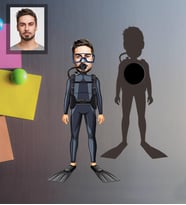 Kişiye Özel Dalgıç Karikatürlü Ahşap Magnet Bay-1