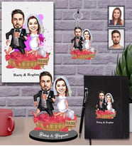 Kişiye Özel Gelin Damat Karikatürlü 5 li Hediye Seti  Mod-4