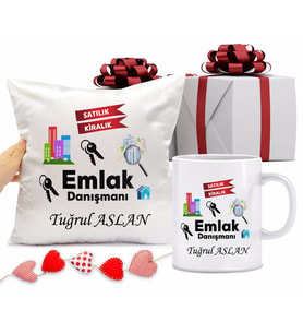 Emlak Danışmanı Kupa Bardağı ve Yastığı Hediye Seti (Model 1)