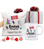 Emlak Danışmanı Kupa Bardağı ve Yastığı Hediye Seti (Model 1)