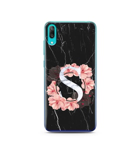 Mermer Çiçekli Harf Tasarım Süper Şeffaf Silikon Telefon Kılıfı Huawei Y7 Prime 