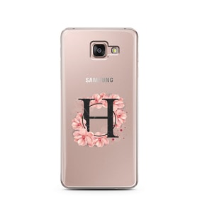 Pembe Çiçekli Harf Tasarım Süper Şeffaf Silikon Telefon Kılıfı Samsung A7 (2016)