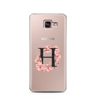 Pembe Çiçekli Harf Tasarım Süper Şeffaf Silikon Telefon Kılıfı Samsung A7 (2016)