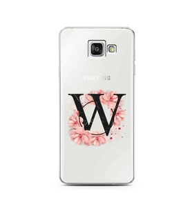 Pembe Çiçekli Harf Tasarım Süper Şeffaf Silikon Telefon Kılıfı Samsung A3 (2016)