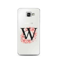 Pembe Çiçekli Harf Tasarım Süper Şeffaf Silikon Telefon Kılıfı Samsung A3 (2016)