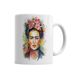 Frida Kahlo Renkli Çiçekli Kupa Bardak Porselen