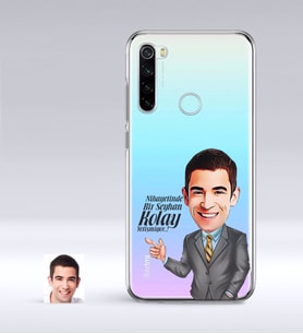 BK Gift Kişiye Özel Erkek Kolay Yetişmiyor Karikatürlü Xiaomi Redmi Note 8 İnce Şeffaf Silikon Telefon Kapağı-2 (Beyaz)