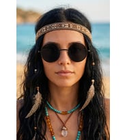 Di Caprio Yuvarlak Siyah Camlı Unisex Kadın Erkek Güneş Gözlüğü bl1968