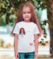 BK Gift Kişiye Özel Kız Çocuk Karikatürlü Beyaz T-Shirt-13 (Beyaz)