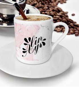 BK Gift Kişiye Özel Mermer Desenli Türk Kahvesi Fincanı  7