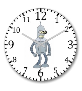 Bender Futurama Duvar Saati Bombeli Gercek Cam