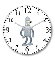 Bender Futurama Duvar Saati Bombeli Gercek Cam
