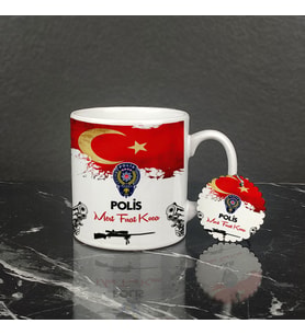 Polise Hediye Kupa Bardak ve Anahtarlık Set 002