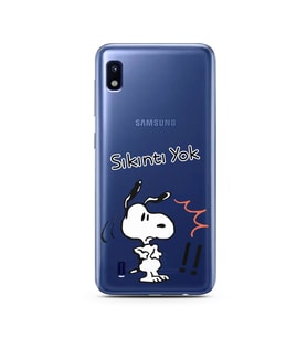 Snoopy Tasarımlı Süper Şeffaf Silikon Telefon Kılıfı Samsung A10