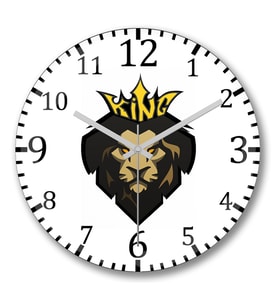 King Lion Duvar Saati Bombeli Gercek Cam