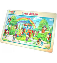 Çocuklar Parkta - Oyna Öğren 20 Parça Yapboz - Öğretici Çocuk Yapbozu - Park Puzzle