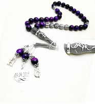 Orjinal Kaplan Gözü Doğal Taş Tesbih Ahşap Kutulu