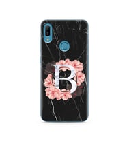 Mermer Çiçekli Harf Tasarım Süper Şeffaf Silikon Telefon Kılıfı Huawei Y6 (Prime