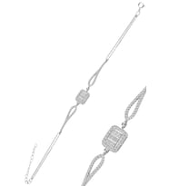 Söğütlü Silver Gümüş rodyumlu zirkon baget taşlı bileklik.