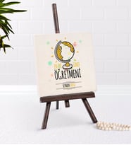BK Gift Kişiye Özel En İyi Sınıf Öğretmeni Şovaleli Doğal Taş-4 (Beyaz)