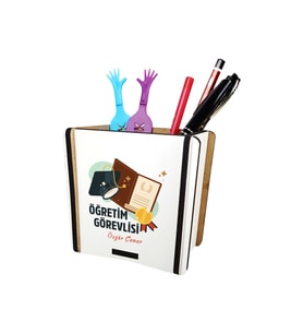 Öğretim Görevlisine Hediye Masaüstü Ahşap Kalemlik