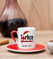 Türkçe Öğretmeni Kırmızı Türk Kahvesi Fincanı