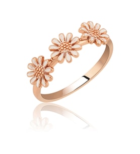 Papatya Ahengi Üç Sıra Yüzük Rose Gold Kaplama 925 Ayar Gümüş