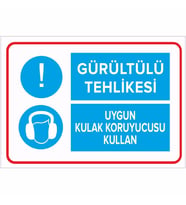 MIGNATIS - Gürültülü Tehlikesi - Uygun Kulak Koruyucusu Kullan Levhası - Sac Malzeme 50x70cm