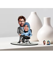 BK Gift Kişiye Özel Sevgililer Karikatürlü Ahşap Biblo Model-57 (Beyaz)