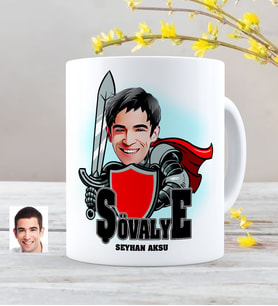 BK Gift Kişiye Özel Şövalye Karikatürlü Kupa Bardak - 2