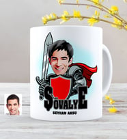 BK Gift Kişiye Özel Şövalye Karikatürlü Kupa Bardak - 2
