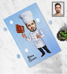 Kişiye Özel Aşçı Karikatürlü A4 99 Parça Puzzle Bay-5