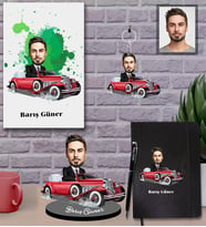 Kişiye Özel İş Adamı Karikatürlü 5 li Hediye Seti Bay-28