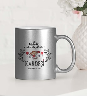 BK Gift Kişiye Özel Yılın En İyi Kardeşi Gümüş Yaldızlı Kupa Bardak  1