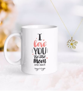 BK Gift Kişiye Özel Sevgililer Günü Kupa ve Çift İsimli Papatya Kolye-86 (Model 1)
