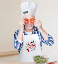 BK Gift Kişiye Özel En Yakışıklı Baba Erkek Mutfak Önlüğü ve Aşçı Şapkası Seti (Beyaz)
