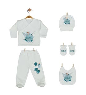 Pia Baby GL 2004 İsme Özel Leylekli Beşli Zıbın Set