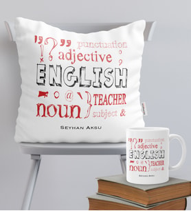 BK Gift Kişiye Özel İngilizce Öğretmeni Temalı Yastık Kupa Seti - 6