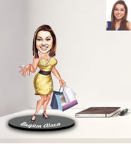 Kişiye Özel Bayan Karikatürlü Ahşap Biblo Model-3