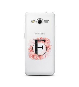 Pembe Çiçekli Harf Tasarım Süper Şeffaf Silikon Telefon Kılıfı Samsung Core 2 F-