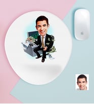 BK Gift Kişiye Özel Bay Bankacı Karikatürlü Bilek Destekli Mouse Pad-2 (Beyaz)