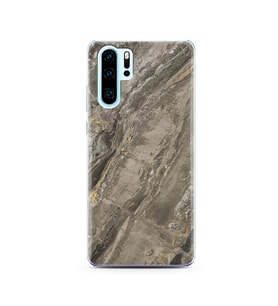 Gri Mermer Tasarımlı Süper Şeffaf Silikon Telefon Kılıfı Huawei P30 Pro 