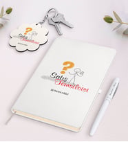 BK Gift Kişiye Özel Satış Temsilcisi Beyaz Defter Kalem ve Anahtarlık Hediye Seti-1 (Model 1)