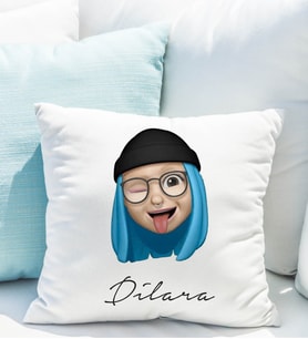 Emoji Kız Stiker Yastığı Kişiye Özel