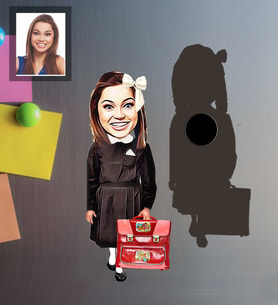 Kişiye Özel Seksenler Siyah Önlük Karikatürlü Ahşap Magnet Bayan-1