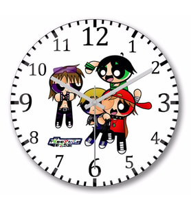 Powerpuff    Girls  Duvar   Saati Bombeli Gercek Cam