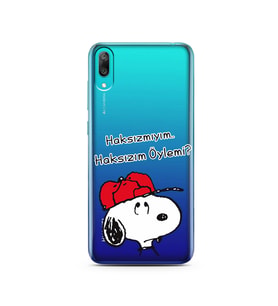 Snoopy Tasarımlı Süper Şeffaf Silikon Telefon Kılıfı Huawei Y7 Pro 2019